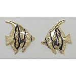 14k Gold Tropical Fish Post Earrings 2.1g